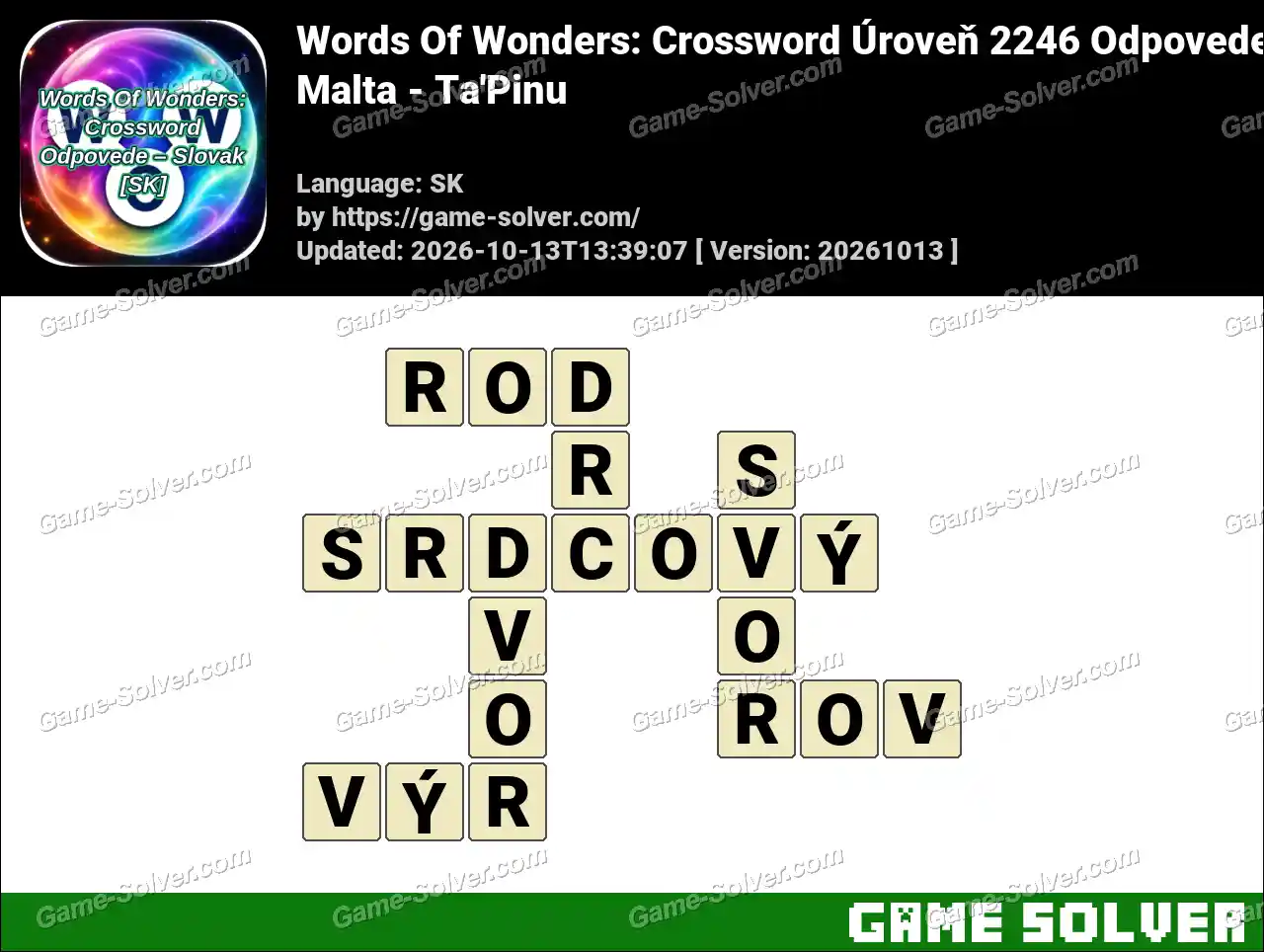 Words Of Wonders: Crossword Úroveň 2246 Odpovede – Malta – Ta’Pinu